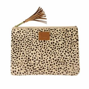 NEW NWT Sseko Tassel Clutch in Fauna, Leopard